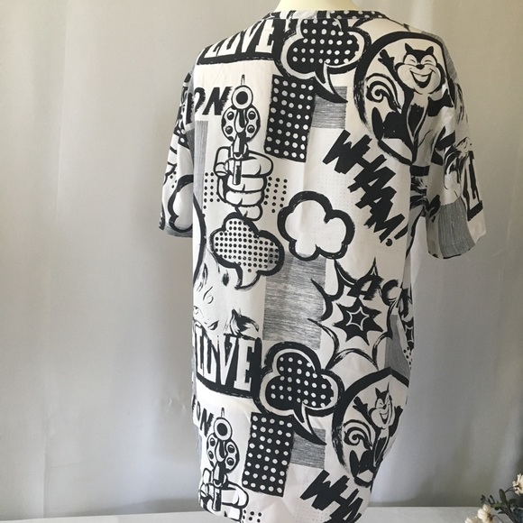 Equipment | Black and White Dynamic Cartoon Printed 16Mm Cdc Riley Cat Tee, Sm - Picture 5 of 8